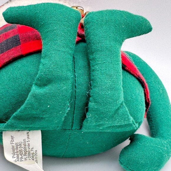 Overly Raker Bean Bag Sitting Santa Mantel Shelf Christmas Decor Red Plaid Bell - Picture 10 of 10